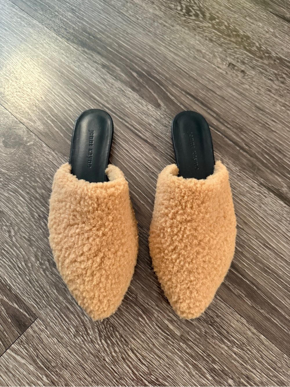 JENNI KAYNE Shearling Mules Natural Tan